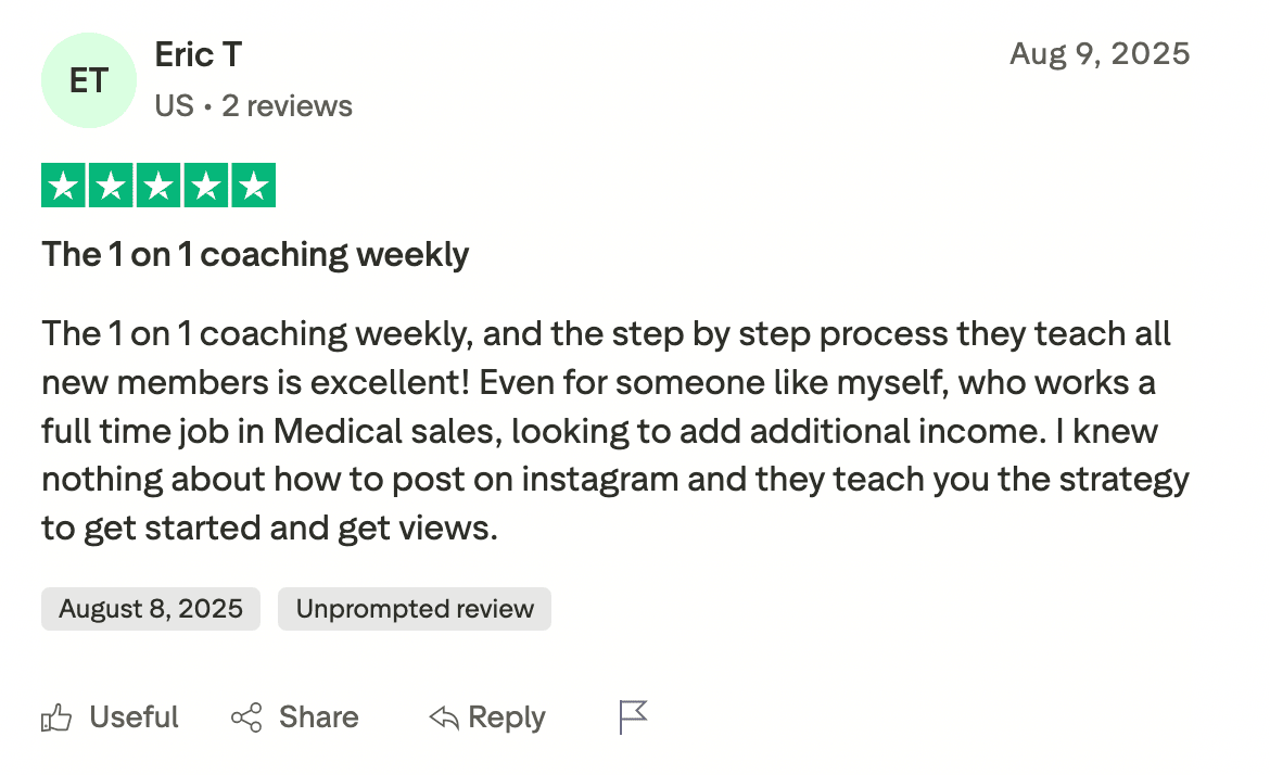 TrustPilot review from Eric T, 5 stars, verified
